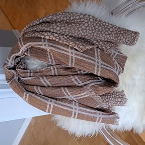 J.Crew Brown and Pink Reversible Scarf